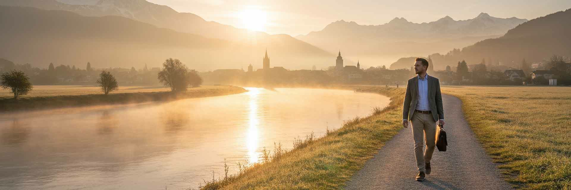 Mensch am Rheinufer mit der Frage wie finde ich den passenden Job am Hochrhein